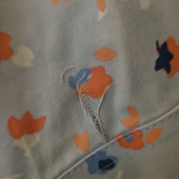 L.L. Bean Light Blue Floral Shirt with Orange and Navy Accents. Size M. - Picture 4 of 9